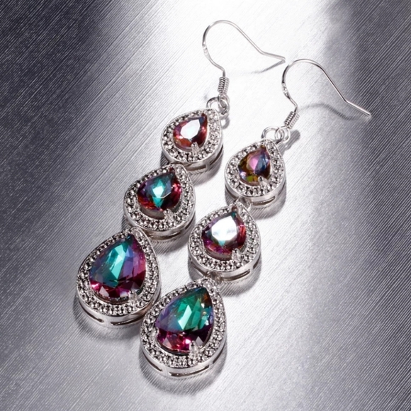 🎀925 Mystic Topaz Dangle Earrings - Picture 4 of 4